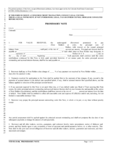 free ntd81  fill online printable fillable blank  pdffiller promissory note template colorado excel
