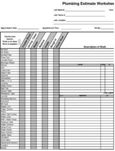 free plumbing estimate construction worksheet  estimating plumber estimate template word