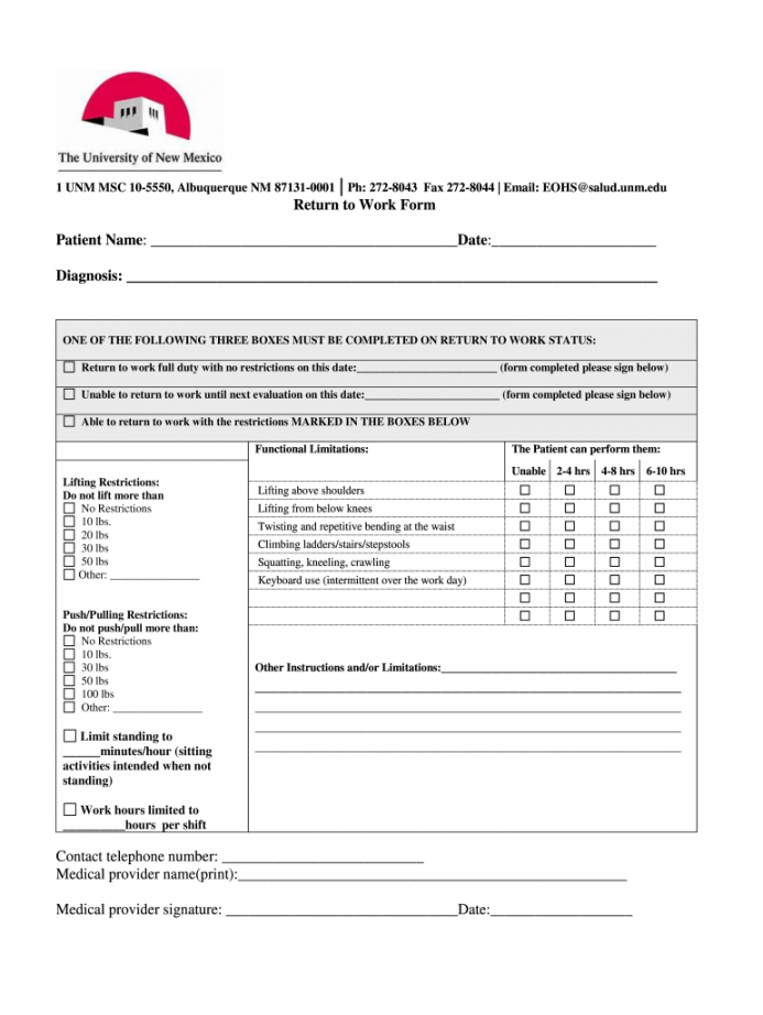 free printable return to work form pdf  fill out and sign printable pdf  template  signnow return to work note template doc