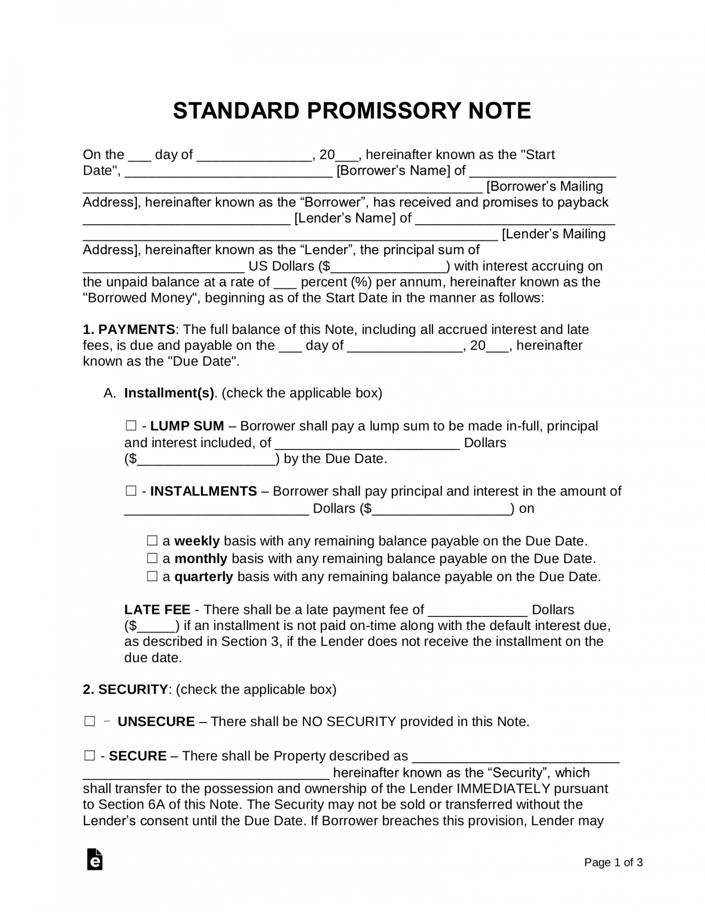 Free Promissory Note Templates Word Pdf Eforms Free Promissory Note