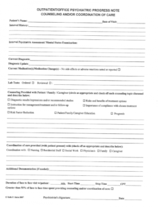 free treatment plan mental health counseling  fill online psychiatric progress note template