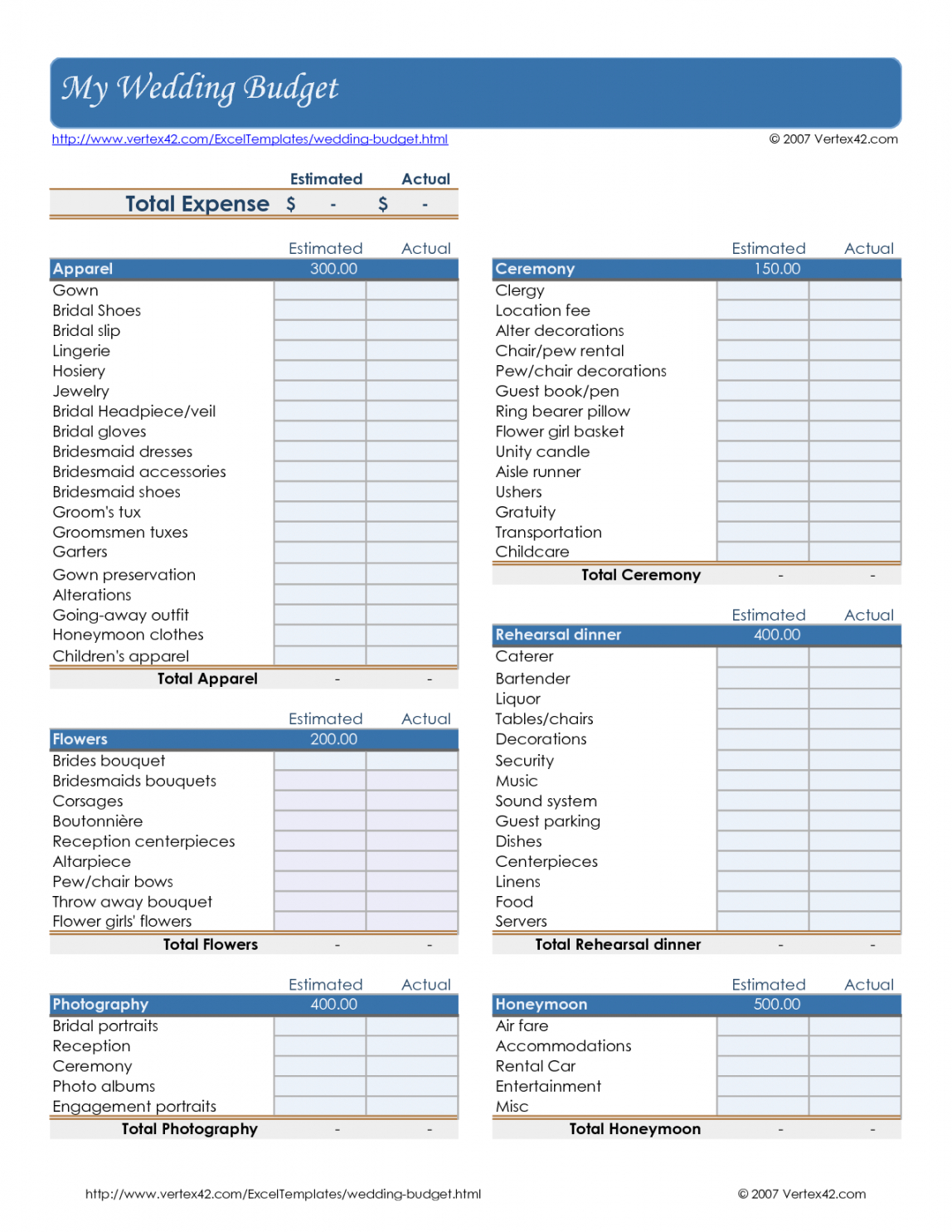 free wedding budget spreadsheet in 2020  wedding planning wedding estimate template pdf