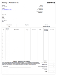 Welding Estimate Template