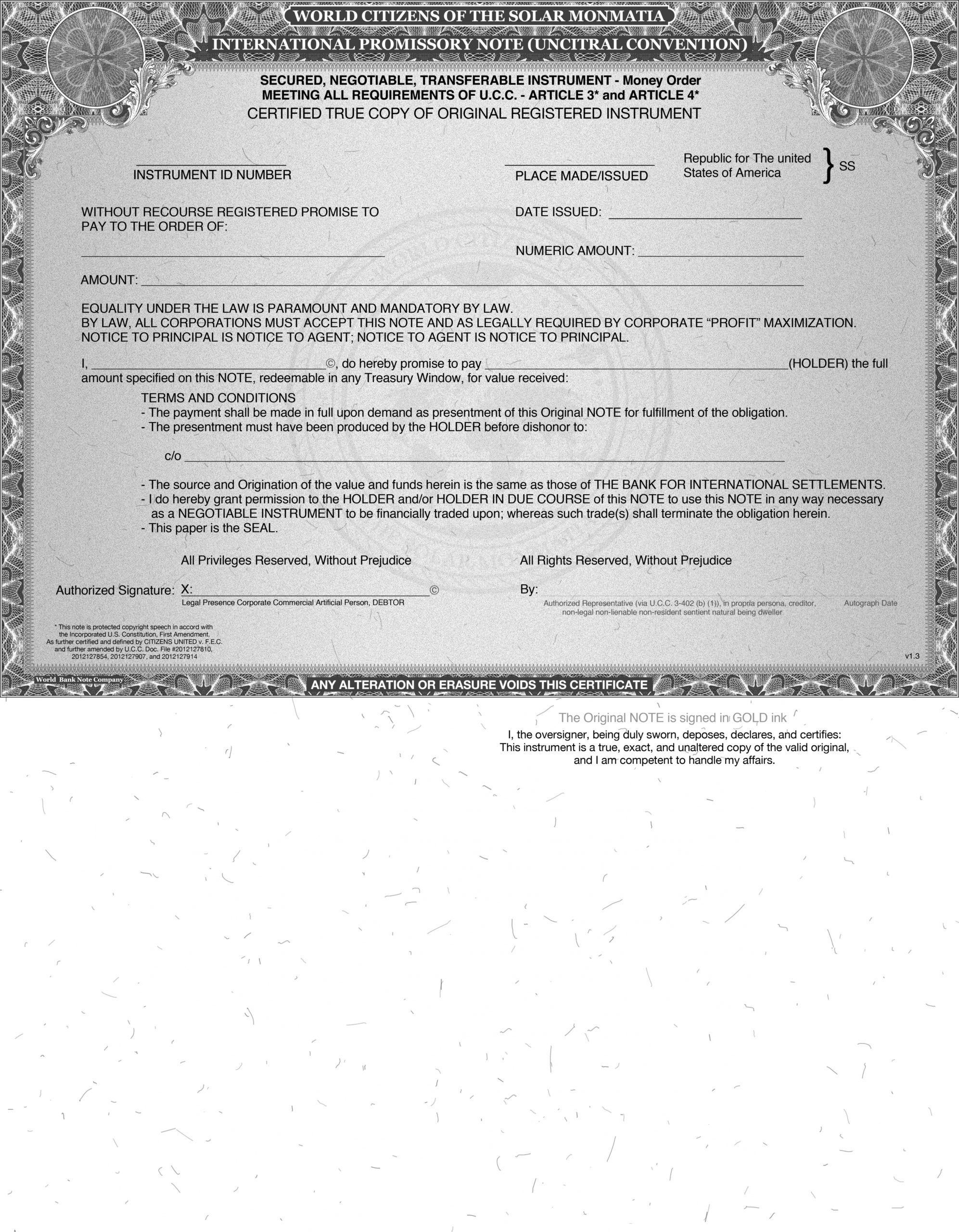 issuing our own american national private bonds negotiable international promissory note template word