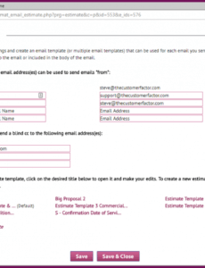 new &amp;quot;email settings&amp;quot; window for more options!  the customer email estimate template excel
