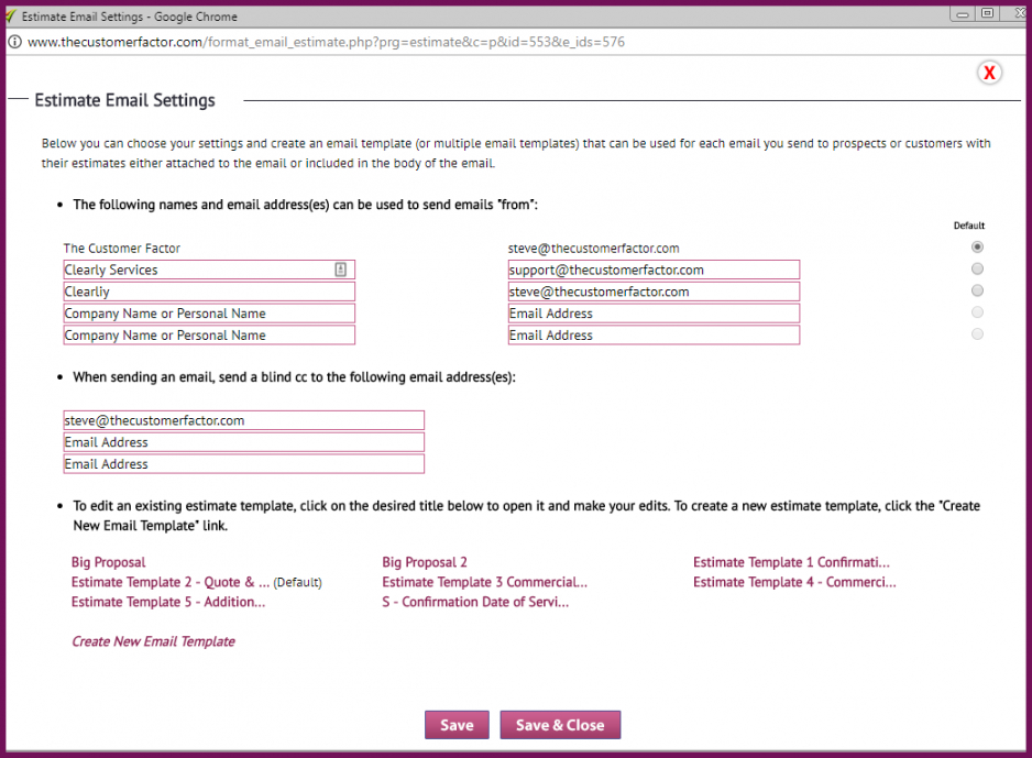 new &quot;email settings&quot; window for more options!  the customer email estimate template excel