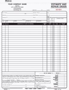 printable auto body repair estimate template ~ addictionary body shop estimate form template sample