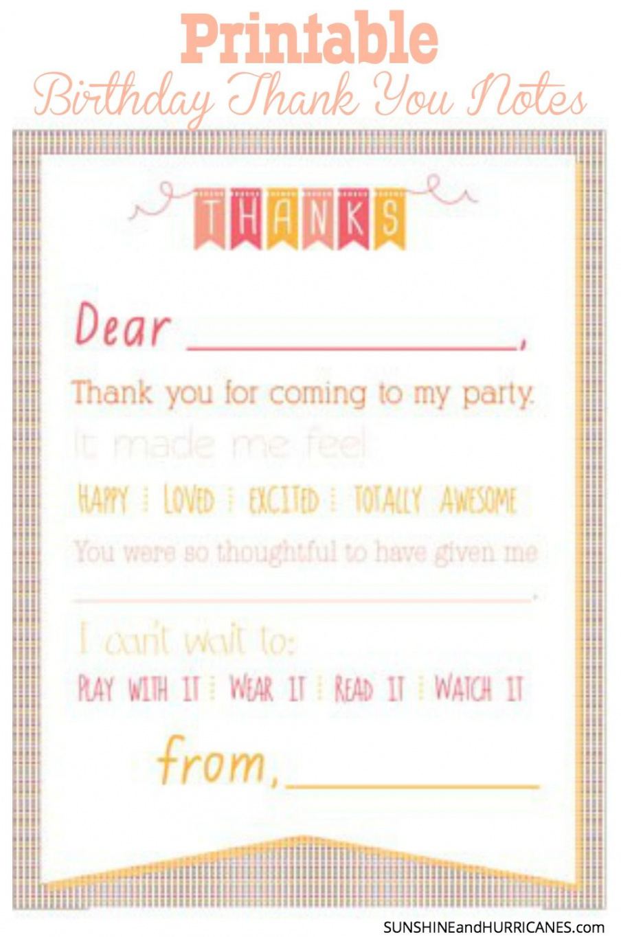 printable birthday thank you notes  birthday thank you kids thank you note template excel