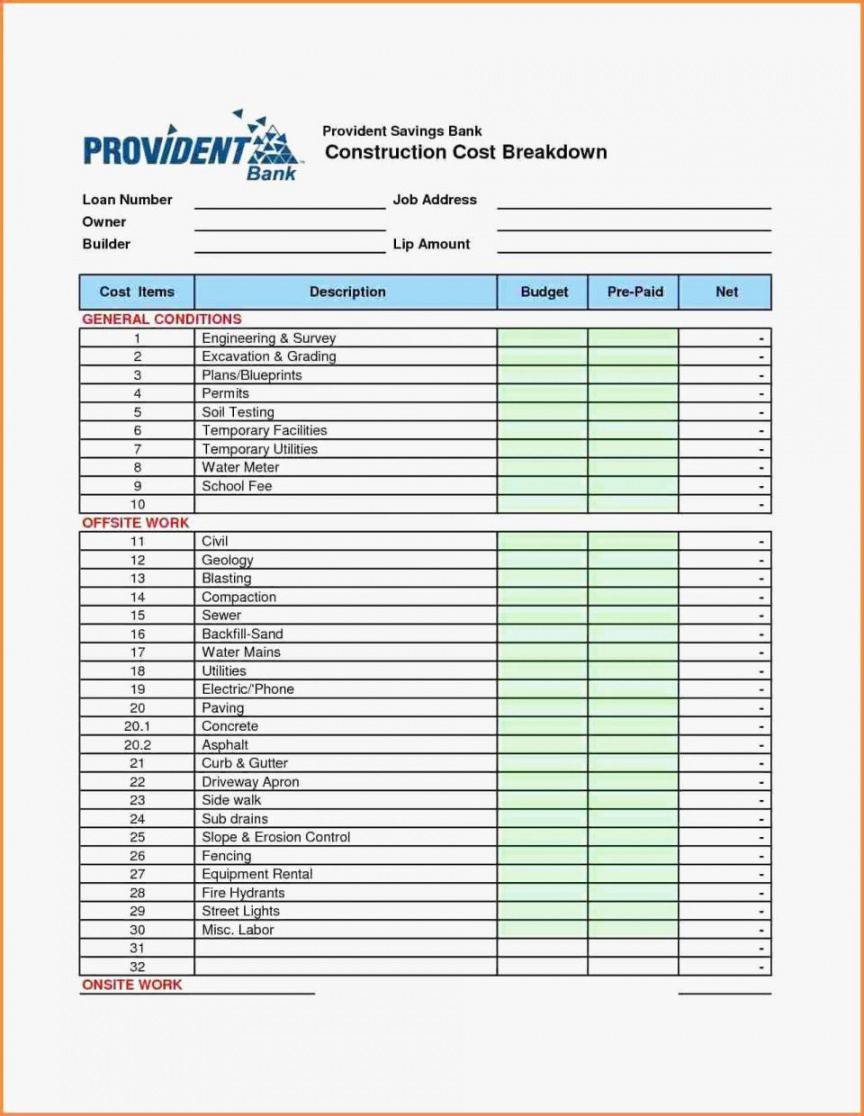 Printable Construction Cost Estimating Et Estimate Road Template