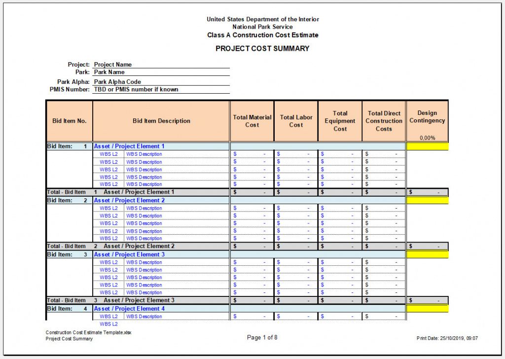 printable √ free printable construction cost estimate template siding estimate template doc