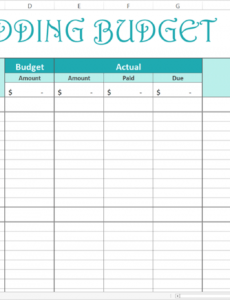 printable easy wedding budget  excel template  wedding budget wedding estimate template