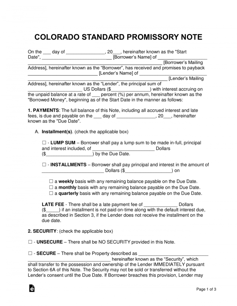 Printable Free Colorado Promissory Note Templates Word Pdf Promissory Printable Free Colorado Promissory Note Templates Word Pdf Promissory