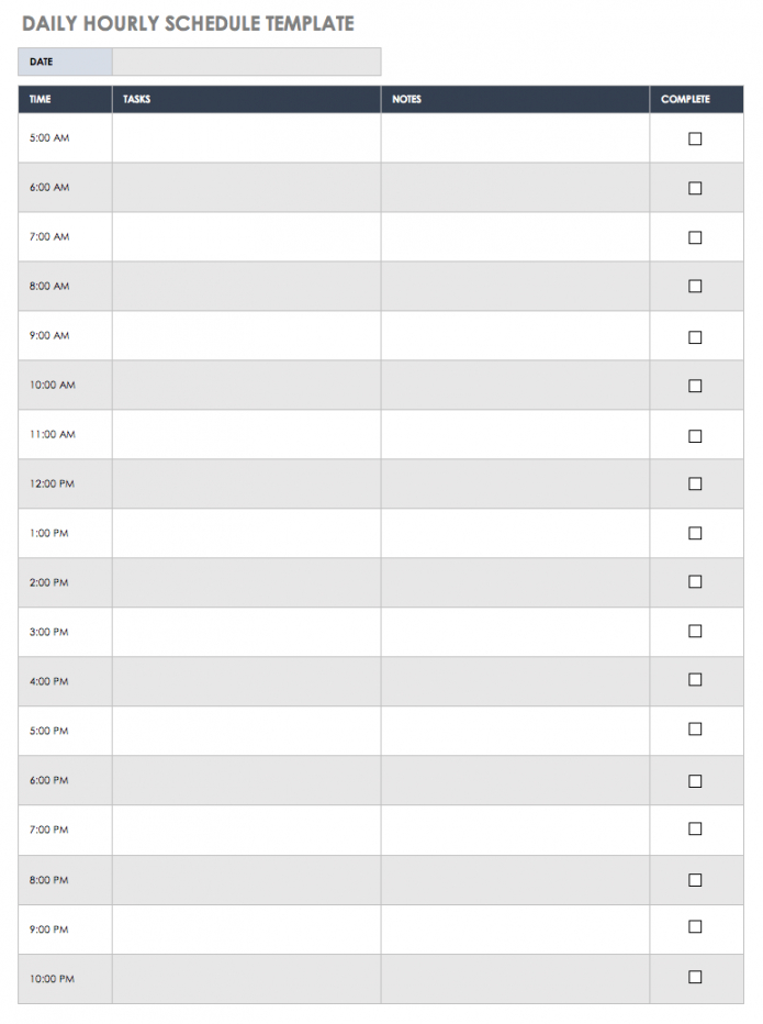 printable free daily work schedule templates  smartsheet hourly agenda template doc