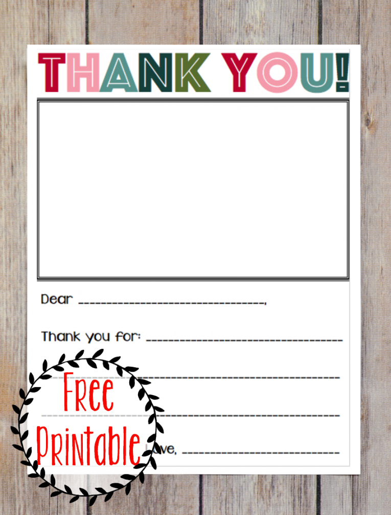 printable free printable christmas thank you note for kids!  teacher kids thank you note template