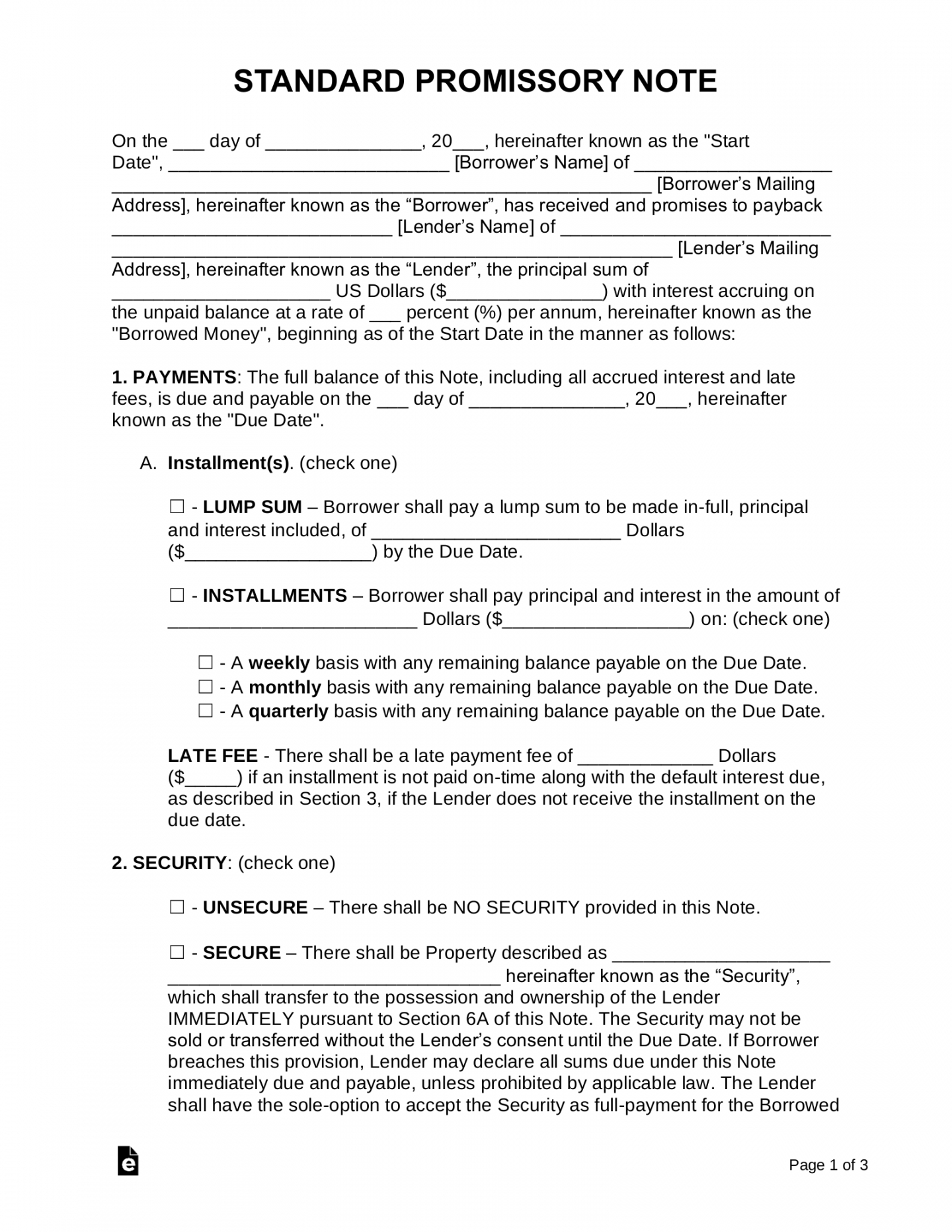 printable free promissory note templates  word  pdf  eforms  free generic promissory note template