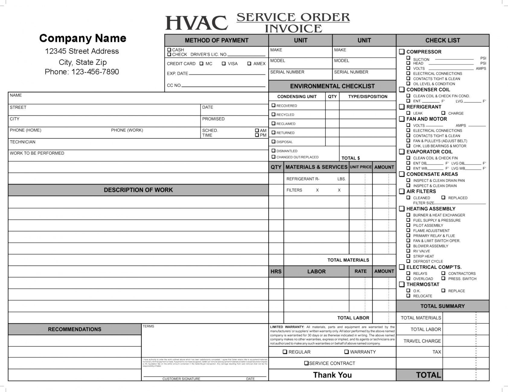 printable hvac invoice template  invoice template free 2016  hvac air conditioning estimate template