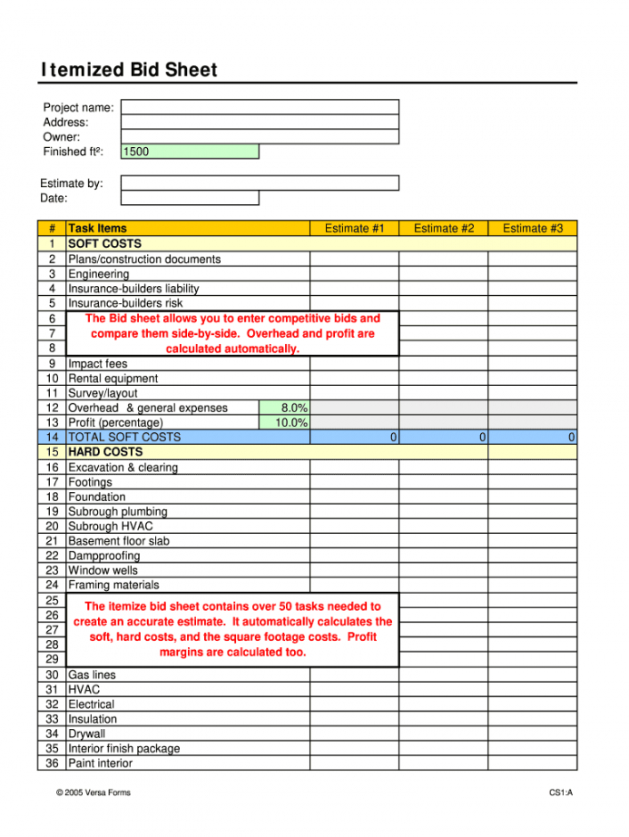printable itemized bid sheet residential construction  fill out and sign printable  pdf template  signnow drywall estimate template pdf