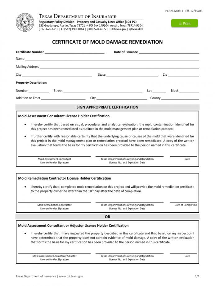 printable mold remediation certificate of completion  fill out and sign printable  pdf template  signnow mold remediation estimate template pdf