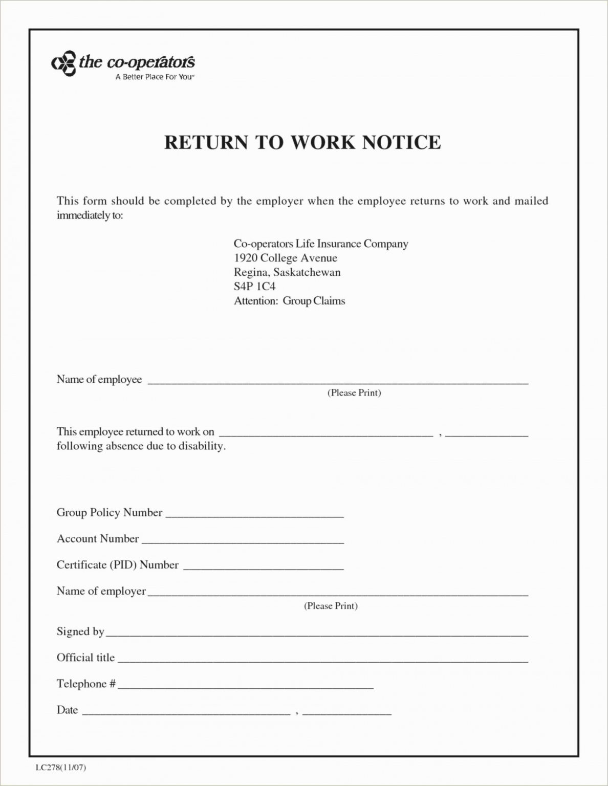 Printable Return To Work Doctors Note