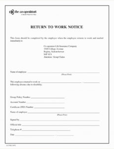 printable return to work note template lovely return to work doctors return to work note template example