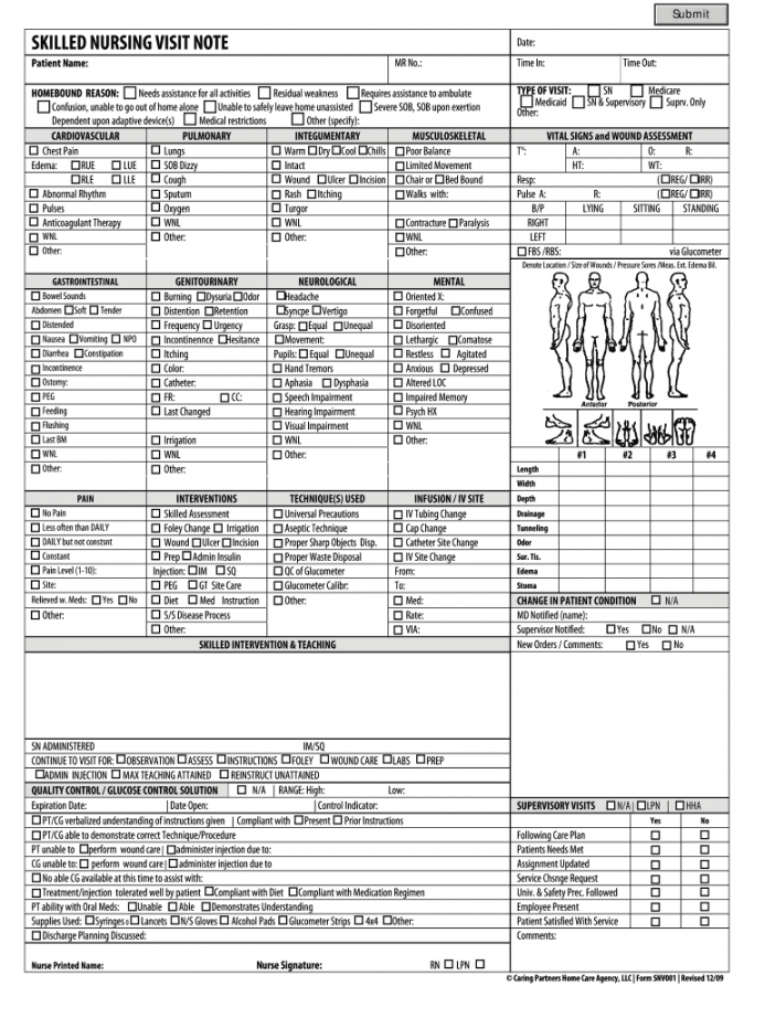 Printable Skilled Nursing Visit Note Form Fill Out And Sign Printable 