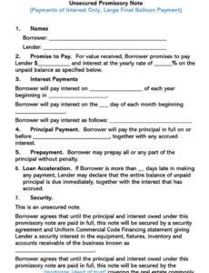 sample 40 free unsecured promissory note templates  forms wordpdf standard promissory note template