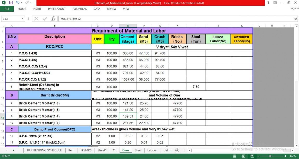 sample concrete quantity takeoff excel spreadsheet ing free concrete estimate template sample