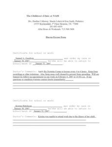 sample doctors note template 1  google docs templates return to work note template excel