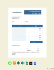 sample free flooring contractor estimate sheet template  pdf flooring estimate template sample