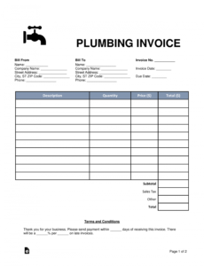 blank plumbing invoice