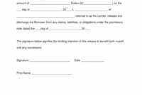 sample free promissory note loan release form  word  pdf release of promissory note template example