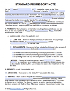 Arizona Promissory Note Template