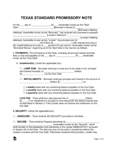 sample free texas promissory note templates  word  pdf  eforms texas promissory note template example