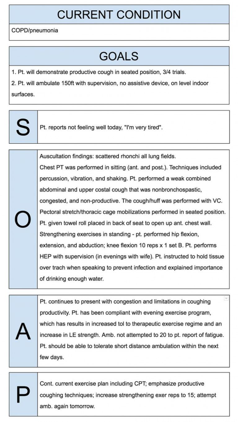 Sample Physical Therapist Soap Notes Example Soap Note Notes Ot