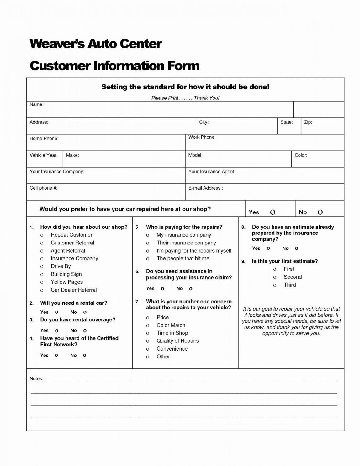 sample plantilla de formulario de cotización de seguro de automóvil garage estimate template excel