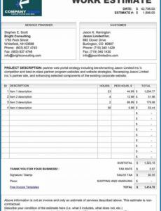 sample printable construction estimate template ~ addictionary garage estimate template excel