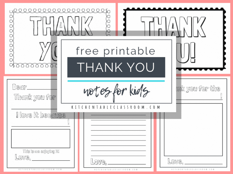 sample printable thank you cards for kids  the kitchen table classroom kids thank you note template word