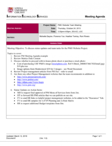 template project management meeting agenda template project meeting agenda template pdf