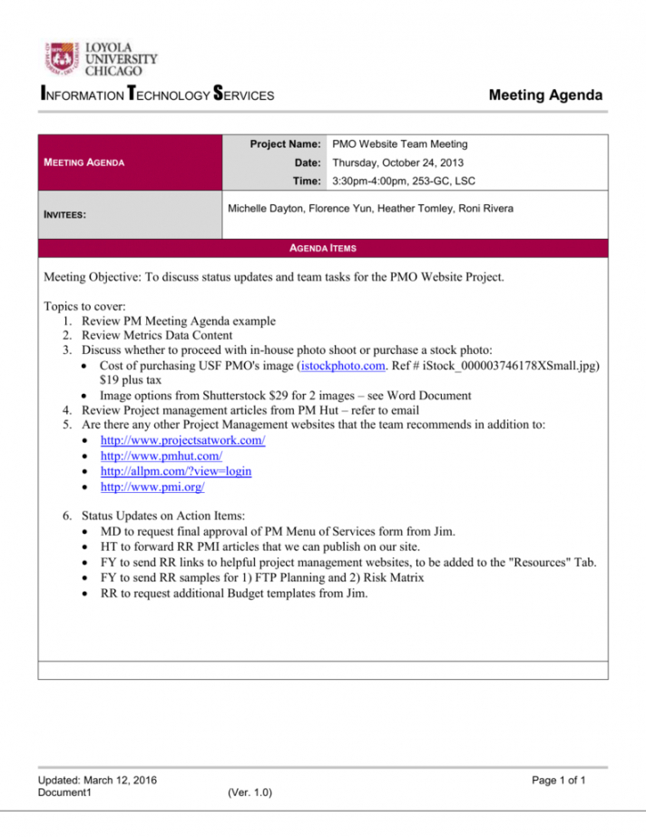 template project management meeting agenda template project meeting agenda template pdf