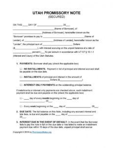 utah secured promissory note template  promissory notes real estate promissory note template doc