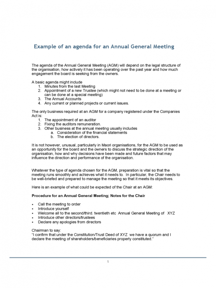 editable 2020 annual general meeting agenda template  fillable annual board meeting agenda template word