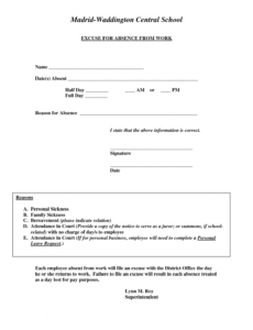 editable excuse for absence from work  doctors note template hospital note for work template example