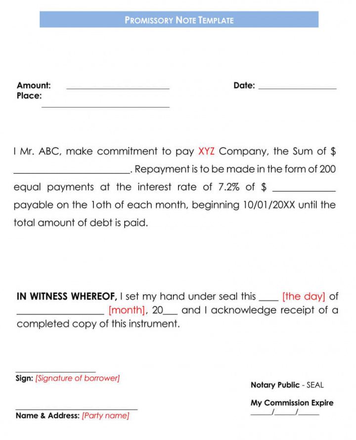 editable free printable unsecured promissory note 20 free templates blank promissory note template example