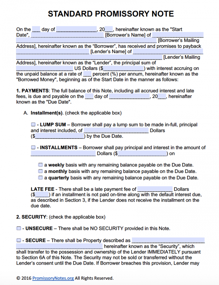 Legal Promissory Note Template 9185