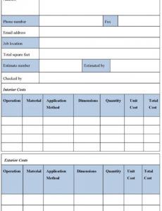 painting estimate template free downloads ~ addictionary interior paint estimate template