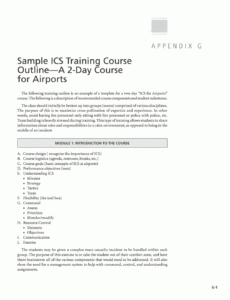 sample appendix g  sample ics training course outline a 2day training course agenda template pdf