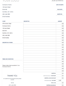 Carpentry Estimate Template