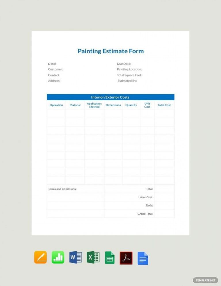 Exterior House Painting Estimate Template Word Example Exterior House Painting Estimate Template Word Example