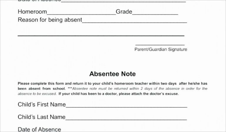 School Absence Note Template