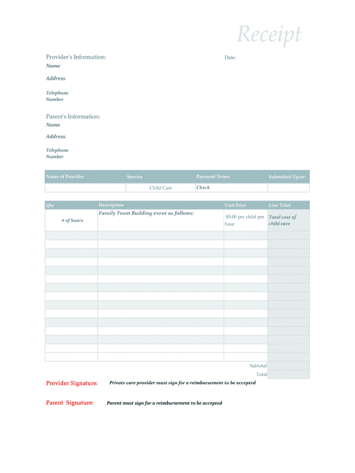 Best Daycare Bill Template Excel Sample IDTcenter